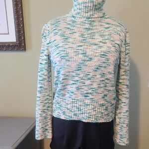 LC Lauren Conrad Teal and Cream Turtleneck Sweater
